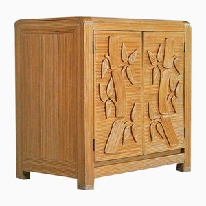 Small Tropical Palm Rattan Split Reed Cabinet