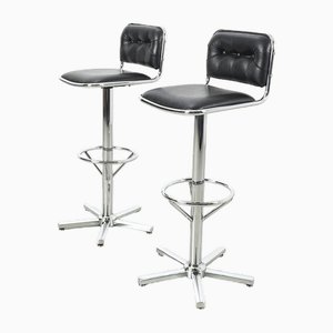 Tabourets de Bar Vintage en Chrome, Set de 2