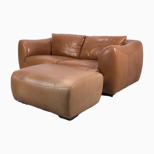 Two-Seat Sofa with Ottoman by Gerard VD Berg, Set of 2