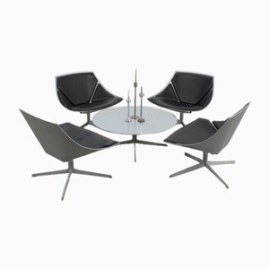 Space Lounge Chairs with Coffee Table, Set of 2