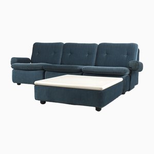 Canapé en Tissu Bleu avec Table Basse, Set de 3
