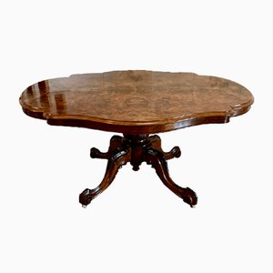 Antique Burr Walnut Serpentine Shaped Dining Table, 1850