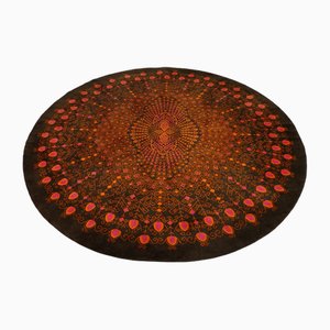 Round Rug with Peacock Motif, 1970s