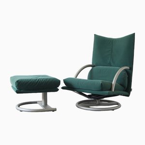 German Model 418 Torino BMP Lounge Chair and Ottoman from Rolf Benz, 1980s, Set of 2