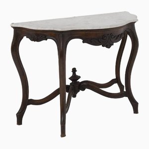 Antique Italian Console Table in Wood and White Marble, 1890