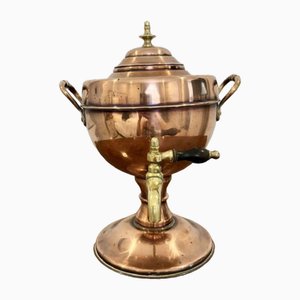 Urna da tè antica vittoriana in rame e ottone, metà XIX secolo