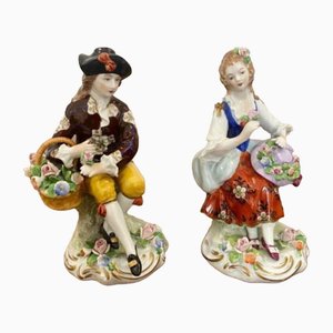 Figurines Continentales Antiques en Porcelaine, 1900s, Set de 2