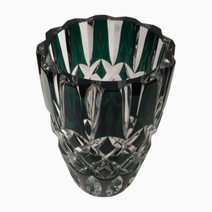 Green Glass Vase from Val Saint Lambert, 1950s