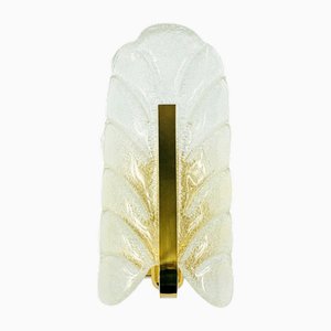 Scandinavian Glass & Brass Leaf Wall Light/Sconce by Carl Fagerlund, 1960s