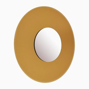 Round Mirror with Colored Glass Frame by Max Ingrand for Fontana Arte
