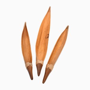 Coconut Leaves with Teak Handles by Illums Bolighus, 1950s, Set of 3