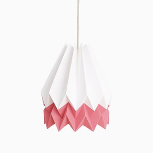 Polar White Origami Lamp with Dry Berry Stripe by Orikomi