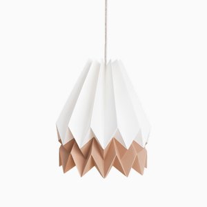 Lampe Origami Blanc Polaire avec Bande Chaude en Châtaignier par Orikomi