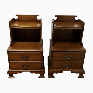 Large French Walnut Bedside Cabinets, 1920s, Set of 2