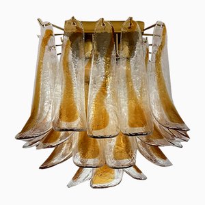 Lampada da soffitto di Murano con petali in vetro ambrato e trasparente, anni '90