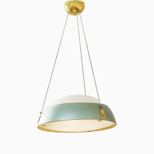 Suspension Lamp in Satin Glass and Lacquered Metal from Stilnovo, 1960s