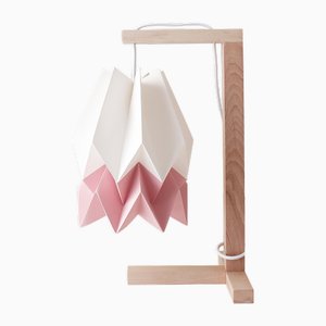 Lampe de Bureau Blanc Polaire avec Bande Rose Dusty par Orikomi