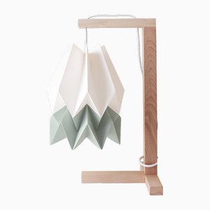 Polar White Table Lamp with Smokey Sage Stripe by Orikomi