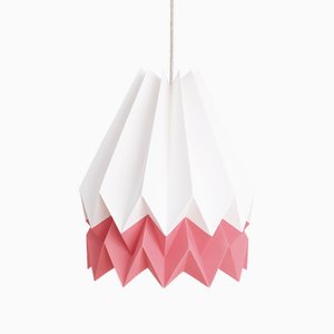 Plus Polar White Origami Lamp with Dry Berry Stripe by Orikomi