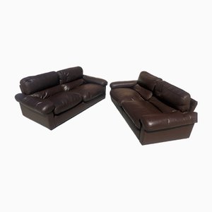 Chocolate Leather Sofas from Poltrona Frau, 1970s, Set of 2