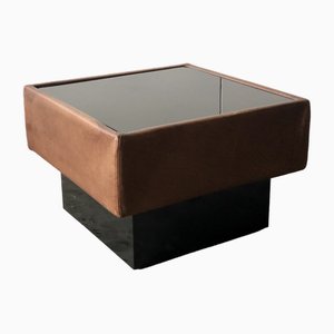Tray Coffee Table in Leather and Smoked Glass from De Sede, 1970s