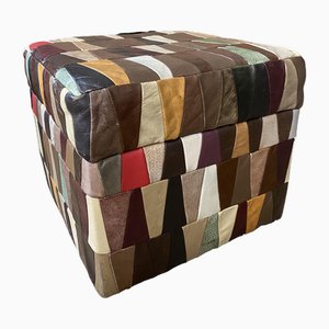 Patchwork Arlequin Pouf in Leather from De Sede, 1970s