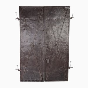 Antique Iron Clad Double Doors, 1780s