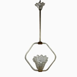 Lámpara de araña de cristal de Murano atribuida a Ercole Barovier para Barovier & Toso, Italia, años 40