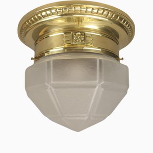 Art Deco Austrian Ceiling Lamp with Glass Shade, 1920s