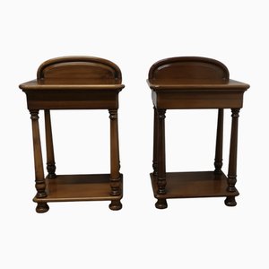 Cherry Wood Night Tables Bedside Cabinet, 1920s, Set of 2
