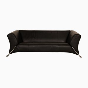 Modell 322 Drei-Sitzer Sofa aus schwarzem Leder von Rolf Benz