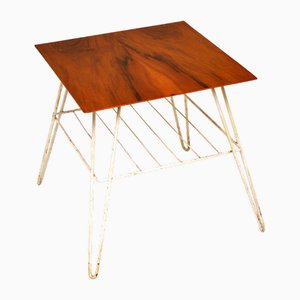 Vintage Walnut and Steel Side Table, 1950s