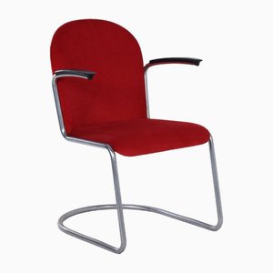 413-R Stuhl in Roter Manchester von Willem Hendrik Gispen für Gispen, 1950er