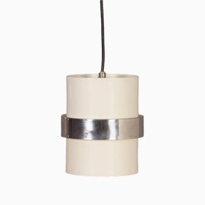White Cylinder Pendant with Polished Band from Philips, 1970s