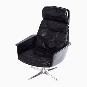 Sedia Swivel Chair in Black Leather attributed to Horst Brüning for Cor, 1960s