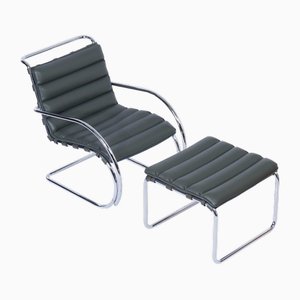 Mr Lounge Chair with Hocker by Mies Van Der Rohe for Knoll, 2000s, Set of 2