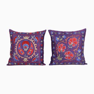 Silk Suzani Cushion Covers, Set of 2
