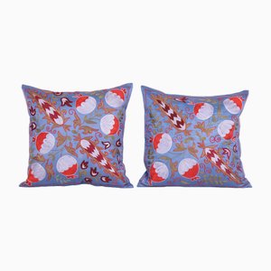 Suzani Embroidered Silk Cushion Cover, Uzbekistan, 2010s, Set of 2