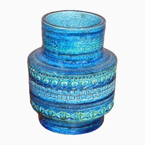 Blaue Rimini Keramikvase von Aldo Londi für Bitossi, Italien, 1960er