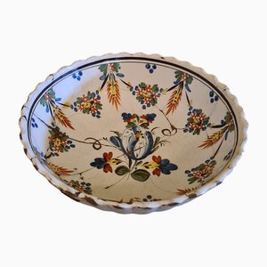 French Hand Painted Flowered Ceramic Bowl, 1800s