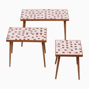Tavolini ad incastro con mosaico in ceramica, Olanda, anni '60, set di 3