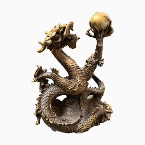 Chinese Dragon Statue in Bronze, 1970s
