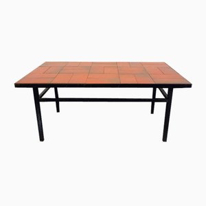 Vintage Modernist Coffee Table in Terracotta and Black Metal, 1960s