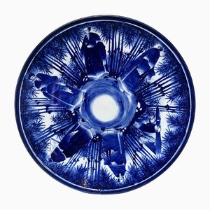 Plato japonés de cerámica Sometsuke en azul y blanco, década de 1900