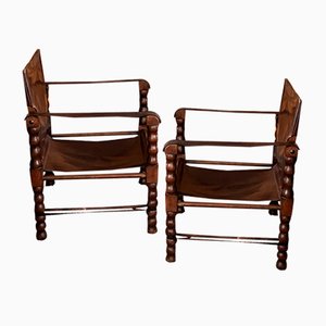 Safari Armchairs attributed to Charles Dudouyt, 1950s, Set of 2