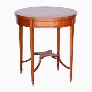 Biedermeier Round Table in Cherrywood with Detailed Marquetry, France, 1850s