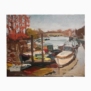 Jackson, Richmond Bridge, Surrey, tardo autunno, anni '90, Oil on Board