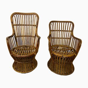 Rattan Armchairs by Del Vera, 1950, Set of 2