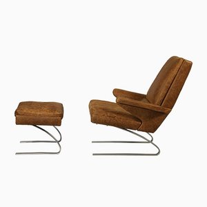 Swing Lounge Chair and Ottoman by Reinhold Adolf and Hans-Jürgen Schräpfer for COR, 1970s, Set of 2