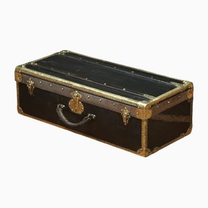 Flat Suitcase in Black Canvas and Brass, 1920s